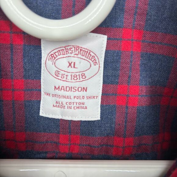 Brooks Brothers Flannel Size XL Red Grey 100% Cotton button-down - Picture 3 of 7